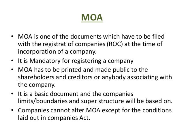 MOA vs AOA (LEGAL ASPECTS OF MANAGEMENT)