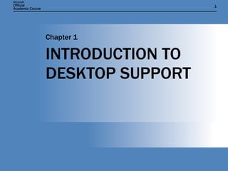 INTRODUCTION TO DESKTOP SUPPORT Chapter 1 