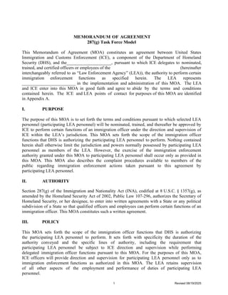 Task Force Models ICE 287(g) Memorandum of Agreement (MOA) 2 | PDF