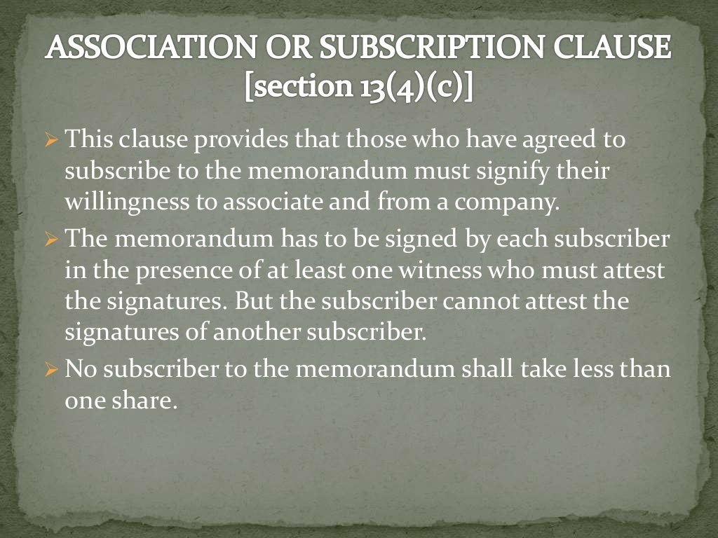 Memorandum of Association and Clauses