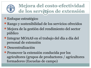 Servicios de Asesoramiento Agrícolas Orientados al Mercado :TENDENCIAS, DESAFÍOS Y LECCIONES APRENDIDAS