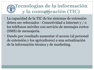 Servicios de Asesoramiento Agrícolas Orientados al Mercado :TENDENCIAS, DESAFÍOS Y LECCIONES APRENDIDAS