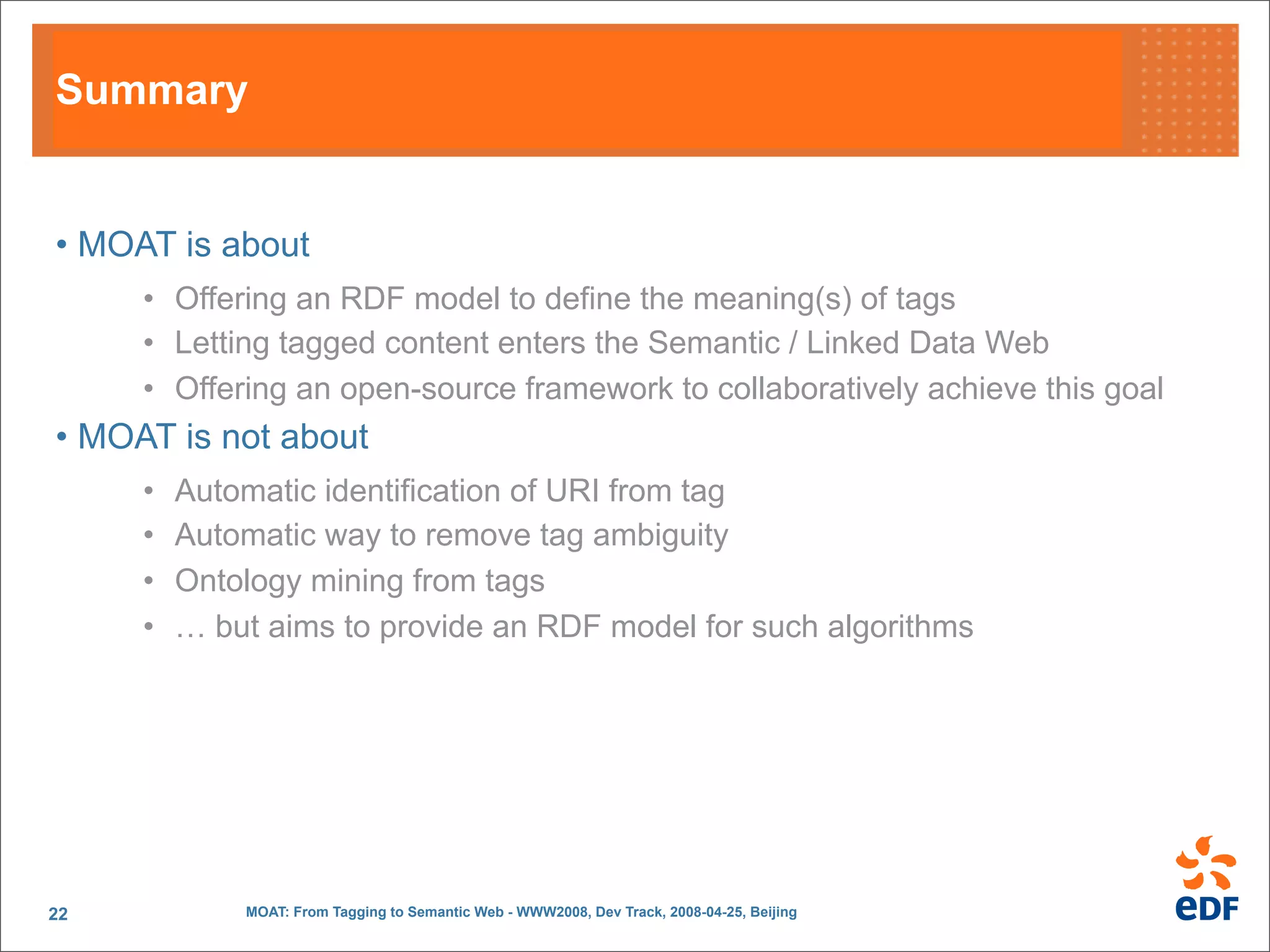 MOAT: From Tagging to Semantic Web