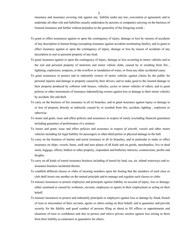 Format Of Main Object Clause of Various Types of Companies as Per
