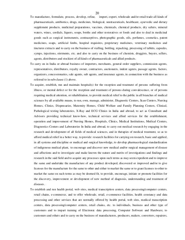 Format Of Main Object Clause of Various Types of Companies as Per Com…