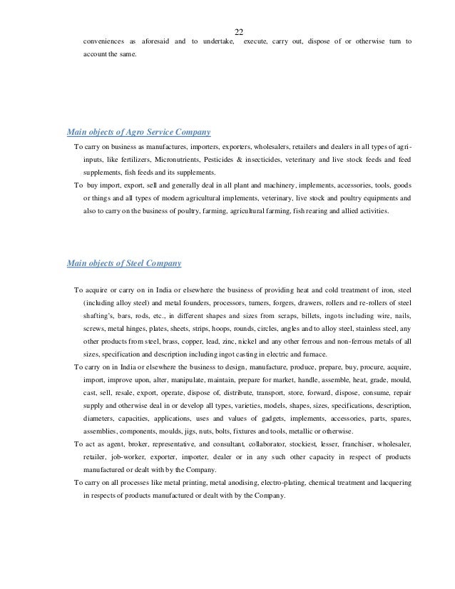 Format Of Main Object Clause of Various Types of Companies as Per Com…