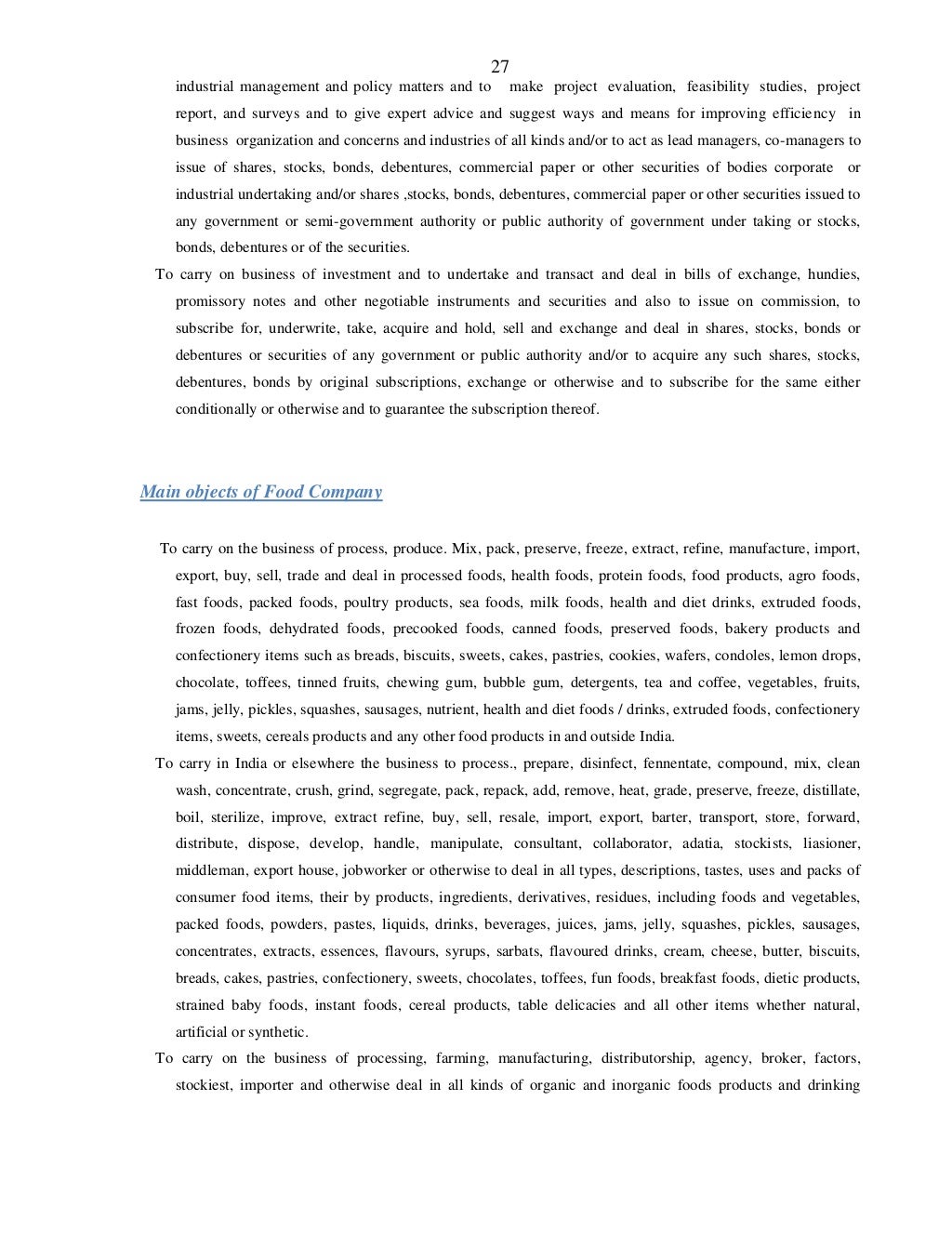 Format Of Main Object Clause of Various Types of Companies as Per Com…