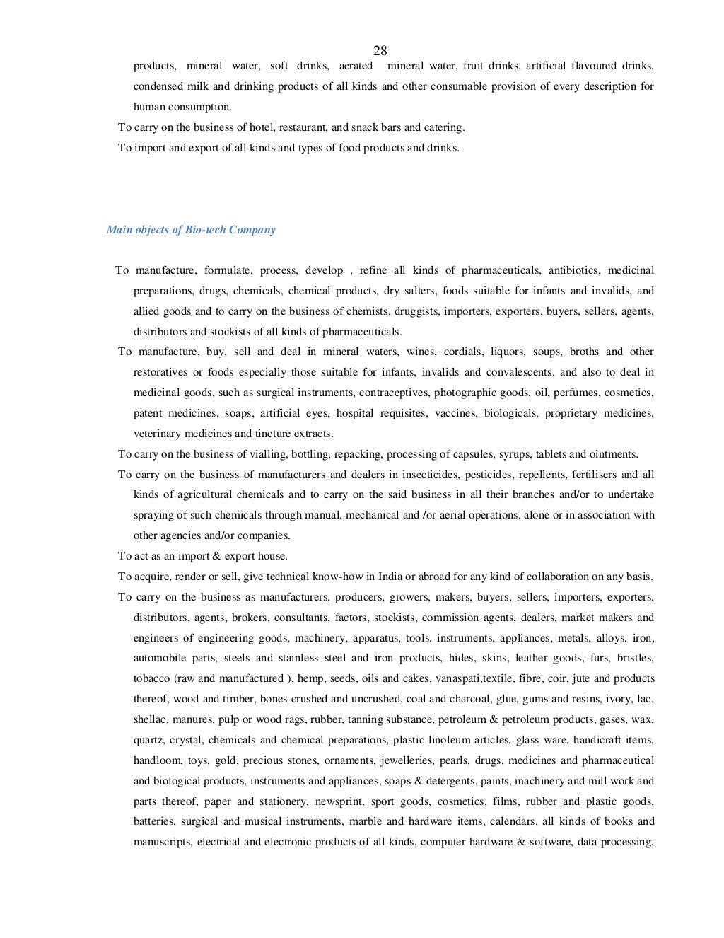 Format Of Main Object Clause of Various Types of Companies as Per Com…