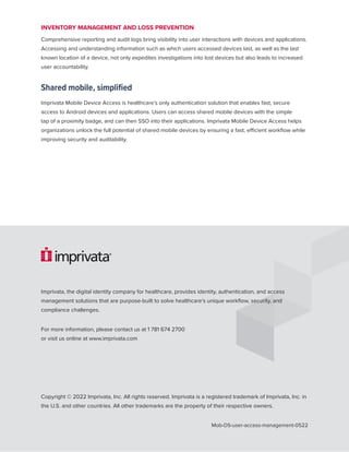 Imprivata Mobile Device Access | PDF