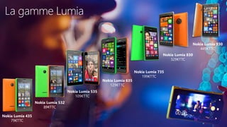 La gamme Lumia
Nokia Lumia 535
109€TTC
Nokia Lumia 735
199€TTC
Nokia Lumia 830
329€TTC
Nokia Lumia 435
79€TTC
Nokia Lumia 532
89€TTC
Nokia Lumia 930
449€TTC
Nokia Lumia 635
129€TTC
 