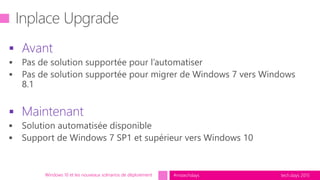 tech.days 2015#mstechdays
 Avant
 Maintenant
Windows 10 et les nouveaux scénarios de déploiement
 