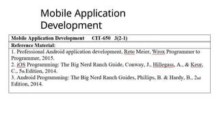 Mobile Application
Development
 