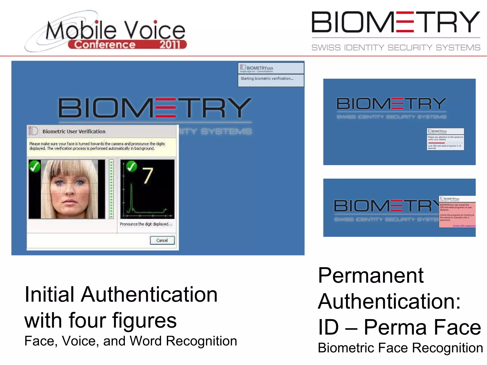 Permanent  Authentication: ID – Perma Face Biometric Face Recognition Initial Authentication  with four figures Face, Voice, and Word Recognition 