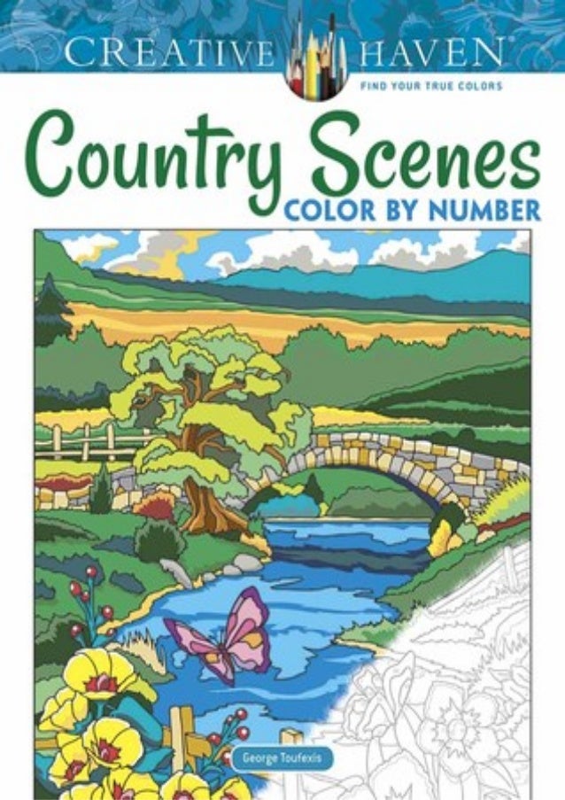 Mobi Creative Haven Country Scenes Color By Number Coloring Book