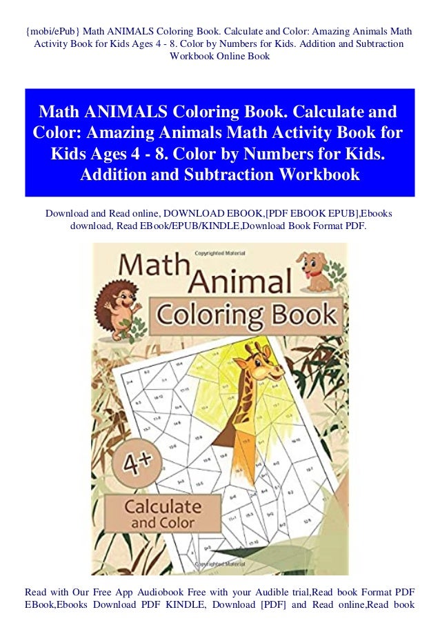 Download Mobiepub Math Animals Coloring Book Calculate And Color Amazing An