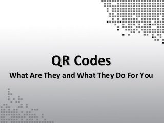 QR Codes
What Are They and What They Do For You
 