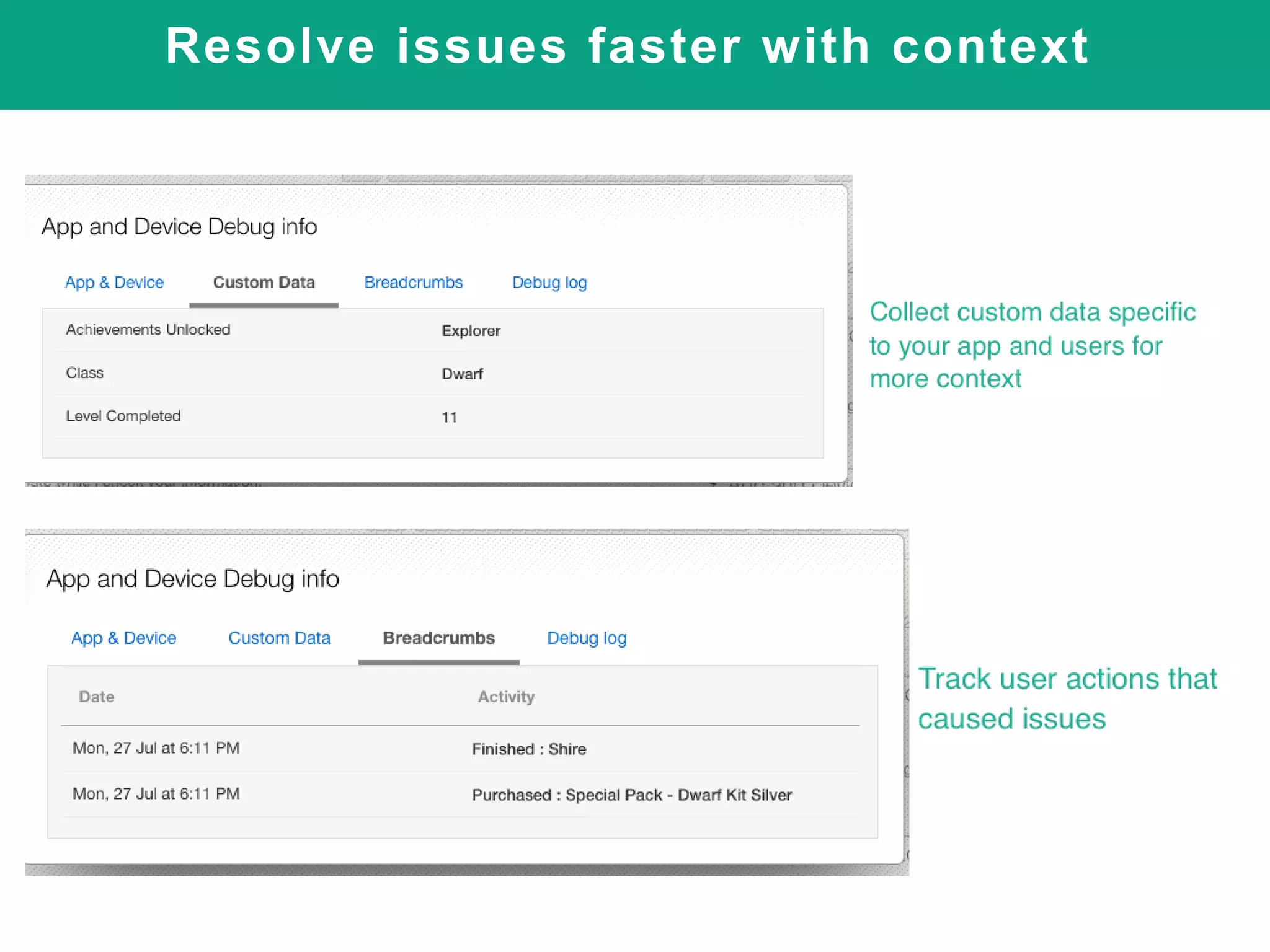 Resolve issues faster with context
 