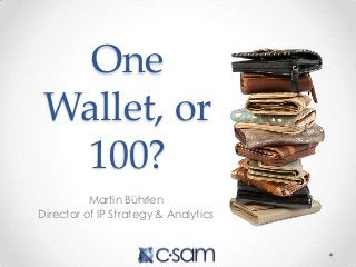 One
Wallet, or
100?
Martin Bührlen
Director of IP Strategy & Analytics

 