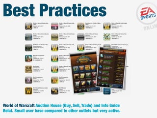 Best Practices

World of Warcraft Auction House (Buy, Sell, Trade) and Info Guide
Relat. Small user base compared to other outlets but very active.

 