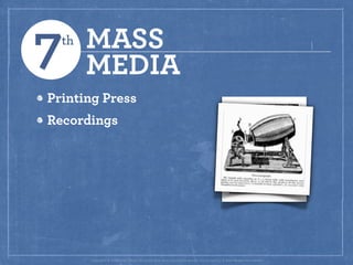 7 th   MASS
       MEDIA
Printing Press
Recordings




       Copyright © 2008 Brian Fling. All trademarks and copyrights ...