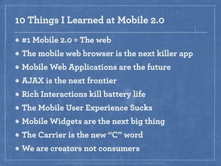 Mobile 2.0: Design & Develop for the iPhone and Beyond
