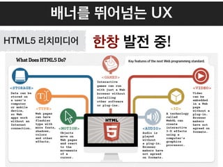 배너를 뛰어넘는 UX
HTML5 리치미디어 한창 발전 중!
 