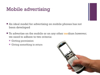 Advertising on the mobile phone