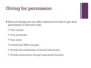 Advertising on the mobile phone