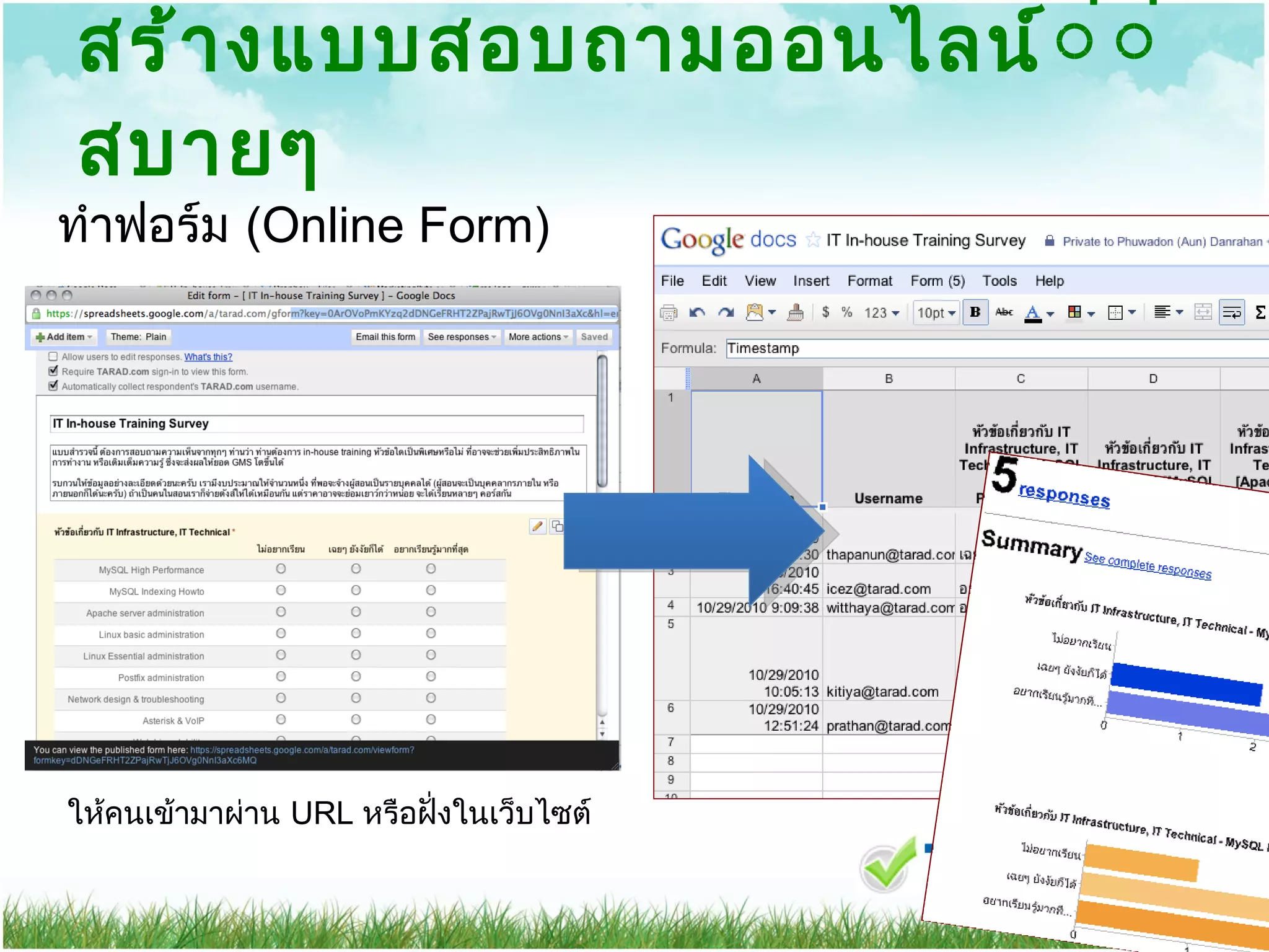 สร้างแบบสอบถามออนไลน์่่สบายๆ ให้คนเข้ามาผ่าน  URL  หรือฝั่งในเว็บไซต์ ทำฟอร์ม  (Online Form) 