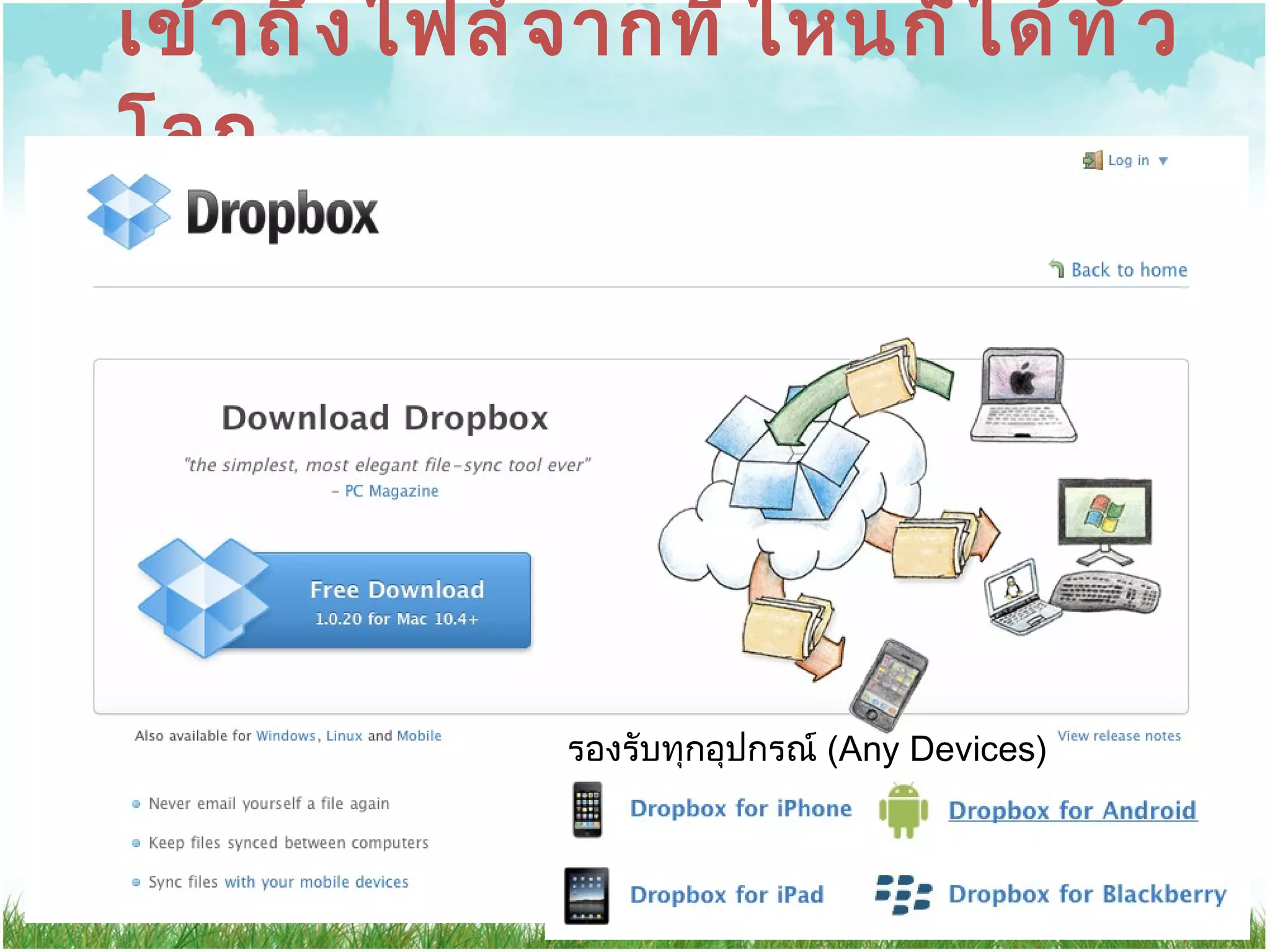 เข้าถึงไฟล์จากที่ไหนก็ได้ทั่วโลก รองรับทุกอุปกรณ์  (Any Devices) 