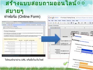 สร้างแบบสอบถามออนไลน์่่สบายๆ ให้คนเข้ามาผ่าน  URL  หรือฝั่งในเว็บไซต์ ทำฟอร์ม  (Online Form) 
