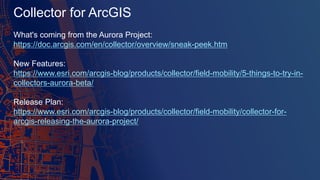 Collector for ArcGIS
What's coming from the Aurora Project:
https://doc.arcgis.com/en/collector/overview/sneak-peek.htm
Ne...