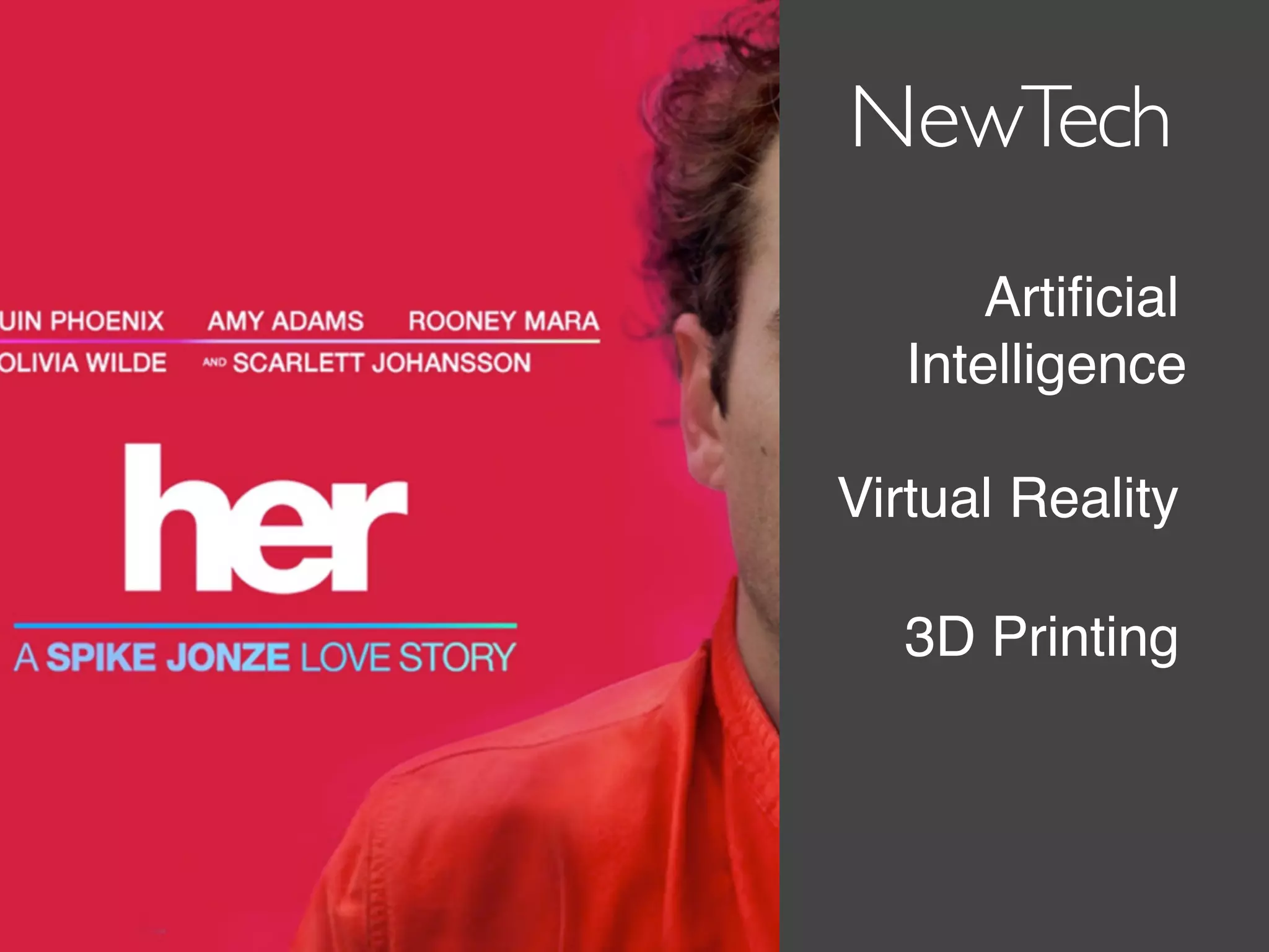 Artificial
Intelligence
Virtual Reality
 
3D Printing
NewTech
 