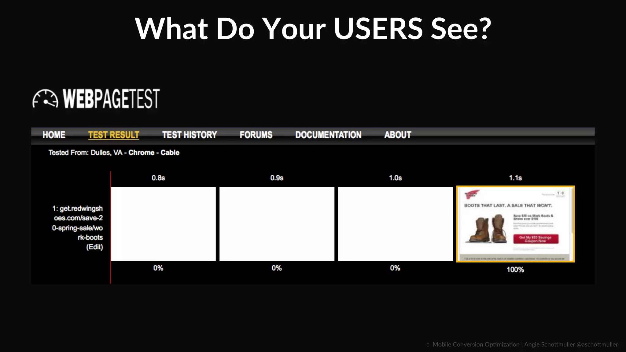 What  Do  Your  USERS  See?  
::    Mobile  Conversion  OpCmizaCon  |  Angie  SchoJmuller  @aschoJmuller  
 