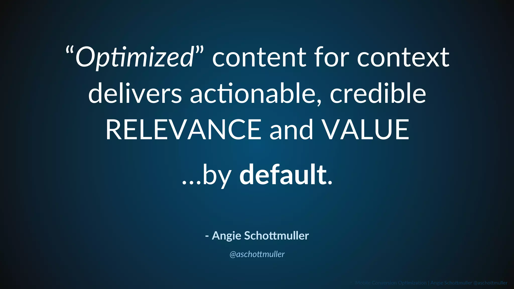 Reference:  Red  Wing  Shoes  Spring  Sale  2015  
UTILITY  
“Quick  links”  and  “email  me  ___”  opLons  help  mobile  
users  get  coupons  for  easy  claiming.  
(Works  great  for  downloadable  PDFs  too!)  
::    Mobile  Conversion  OpCmizaCon  |  Angie  SchoJmuller  @aschoJmuller  
 