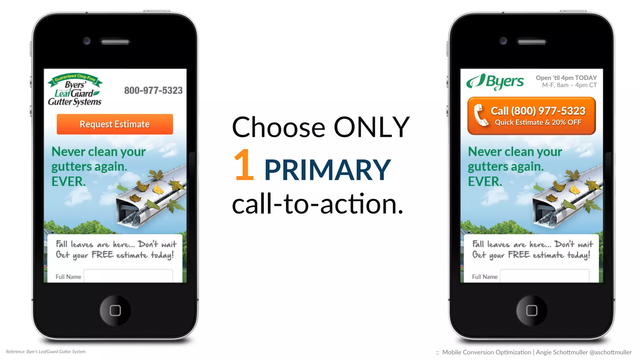 If  calling  is  
preferred…  
OPTIMIZE  IT.  
Reference:  Domino’s  Pizza   ::    Mobile  Conversion  OpCmizaCon  |  Angie  SchoJmuller  @aschoJmuller  
 