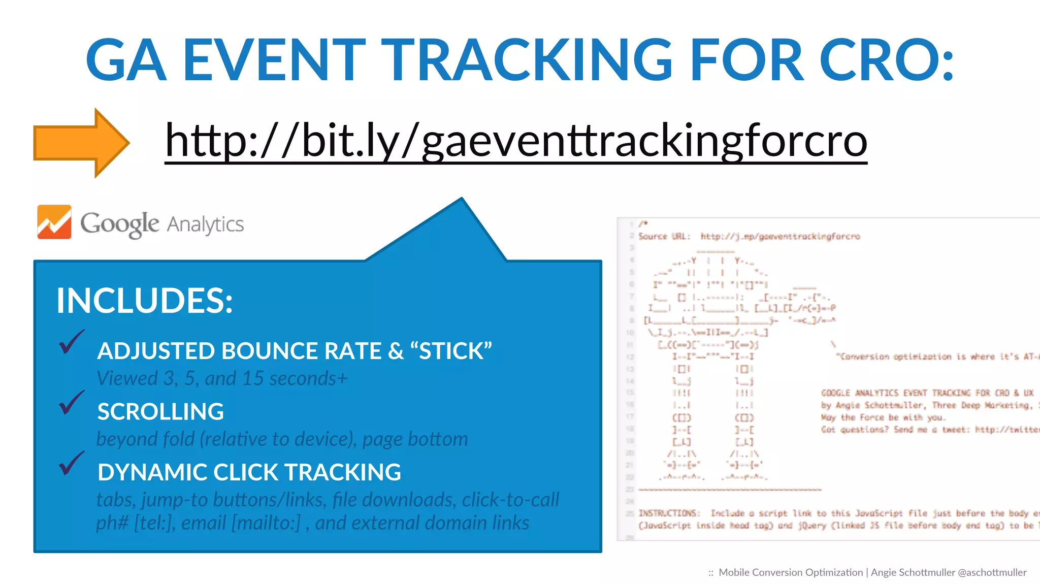 Data  for  Your  Opdmizadon  Journey…  
MUST  
HAVE  
FOR  OPTIMIZATION  
REVIEWS  
::    Mobile  Conversion  OpCmizaCon  |  Angie  SchoJmuller  @aschoJmuller  
 