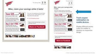 ::    Mobile  Conversion  OpCmizaCon  |  Angie  SchoJmuller  @aschoJmuller  
PROMO:  172-­‐12  
PROMO:  172-­‐02  
Who    
CLAIMS  COUPONS  
via  mobile?  
 