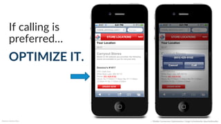 61%  of  mobile  users  
CALL  aler  a  local  business  
search.  
Source:  Google  -­‐  The  Mobile  Movement  Study,  2011   ::    Mobile  Conversion  OpCmizaCon  |  Angie  SchoJmuller  @aschoJmuller  
 