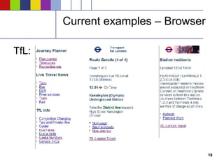 Current examples – Browser TfL: 