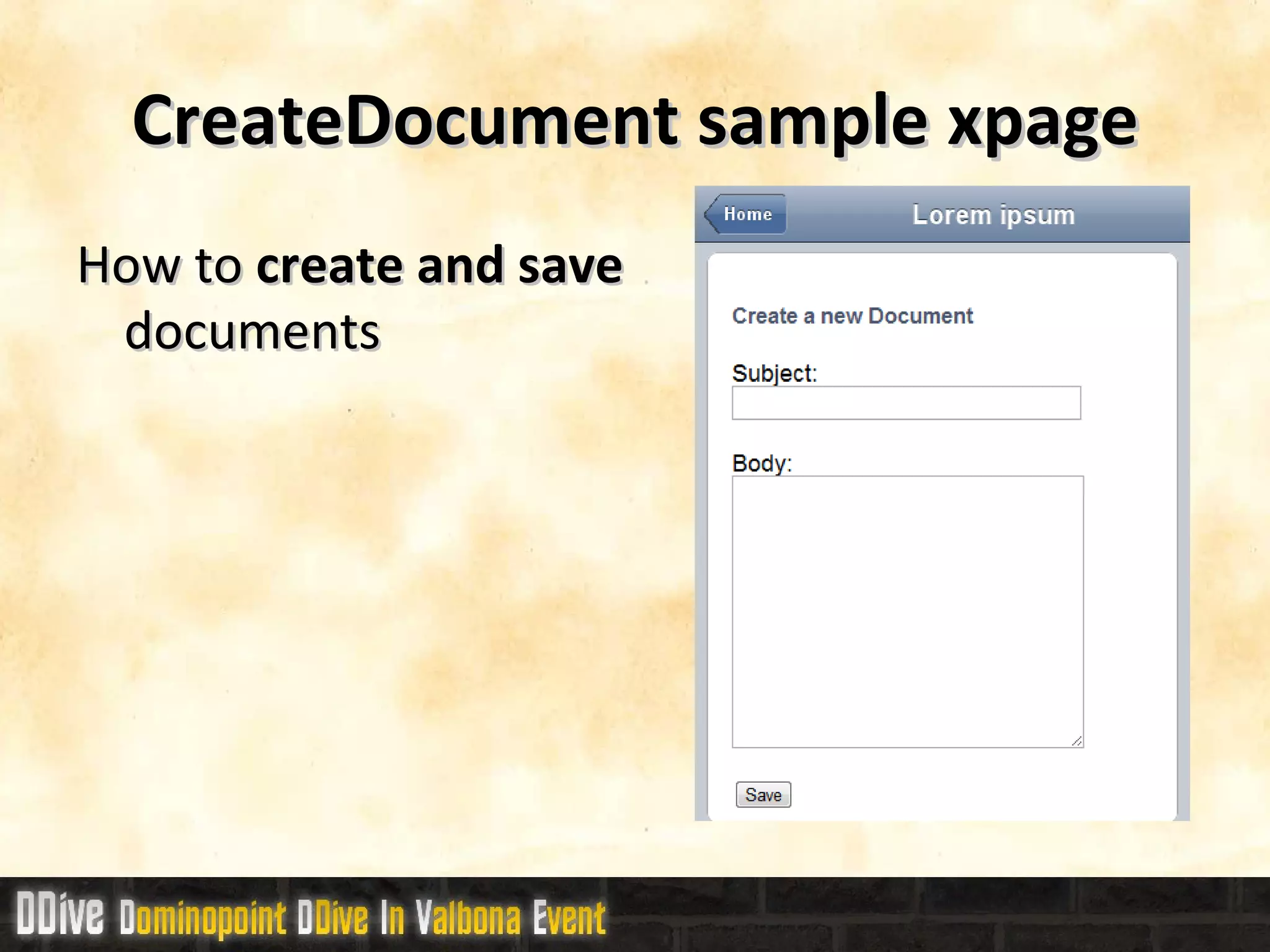 CreateDocument sample xpage How to  create and save  documents 