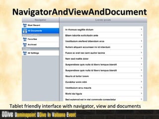 NavigatorAndViewAndDocument Tablet friendly interface with navigator, view and documents 