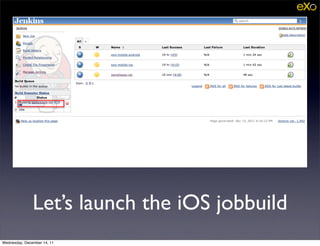 Let’s launch the iOS jobbuild
Wednesday, December 14, 11
 