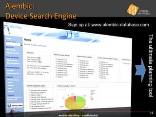 Alembic: Device Search Engine  Sign up at: www.alembic-database.com The ultimate planning tool 