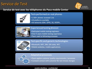   Service de Test  Service de test avec les téléphones du Paca mobile Center 