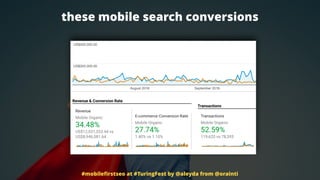 #mobileﬁrstseo at #TuringFest by @aleyda from @orainti
these mobile search conversions
 