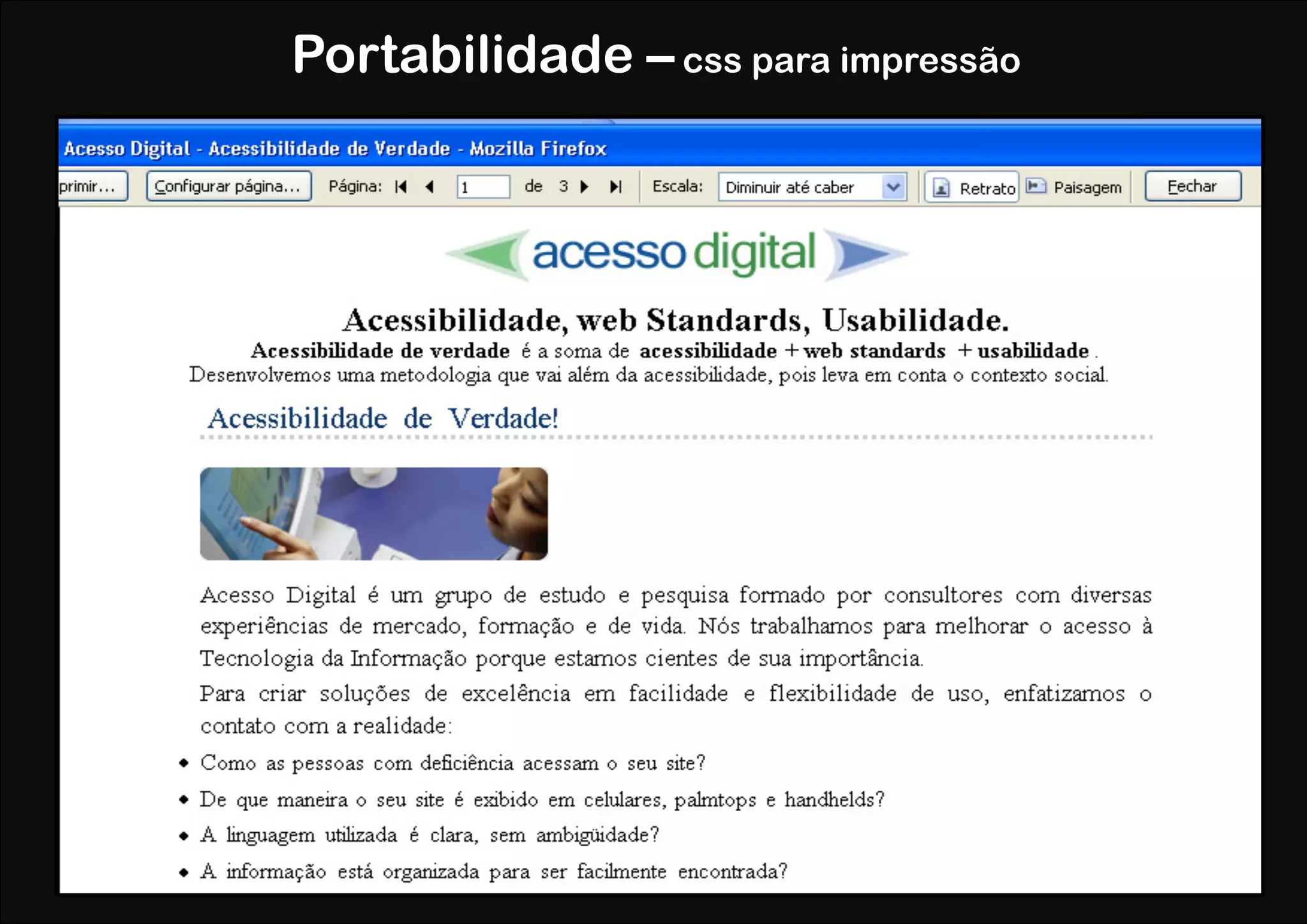 Portabilidade – css para impressão
 