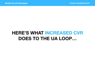 Mobile Growth Strategies
HERE’S WHAT INCREASED CVR
DOES TO THE UA LOOP…
 