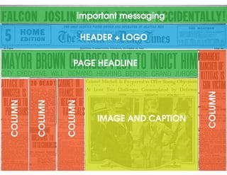 HEADER + LOGO
PAGE HEADLINE
IMAGE AND CAPTION
COLUMN
COLUMN
COLUMN
COLUMN
important messaging
 