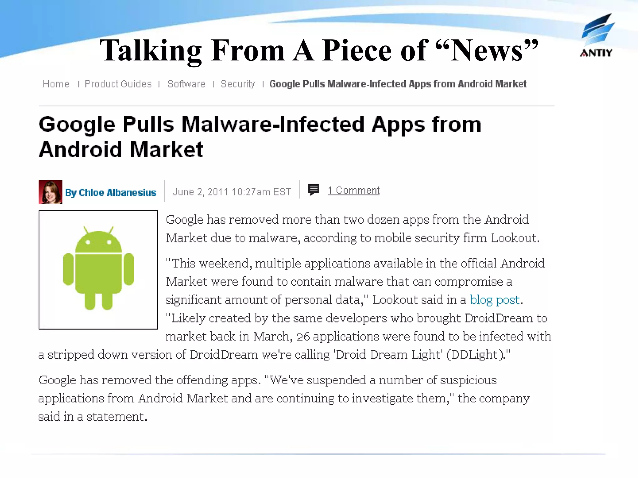 Talking From A Piece of “News”
 